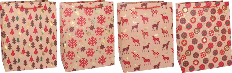 Bolsa de regalo navideña L 31 × 42 × 12 cm - 1 unidad