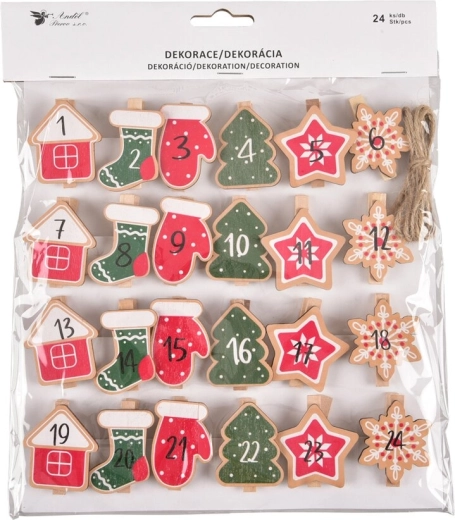 Pinzas de madera para calendario de adviento (24 uds)