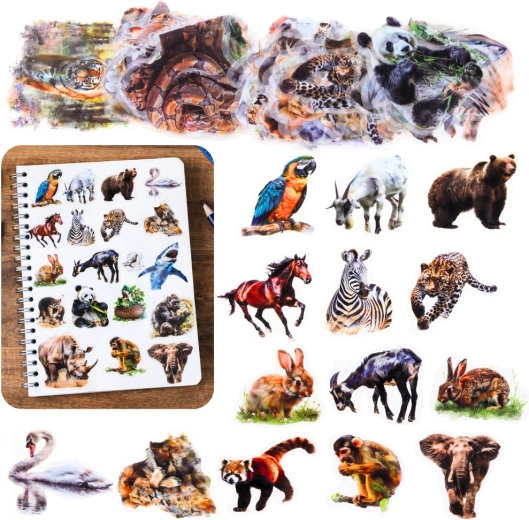Set de pegatinas transparentes con animales salvajes 50 uds.
