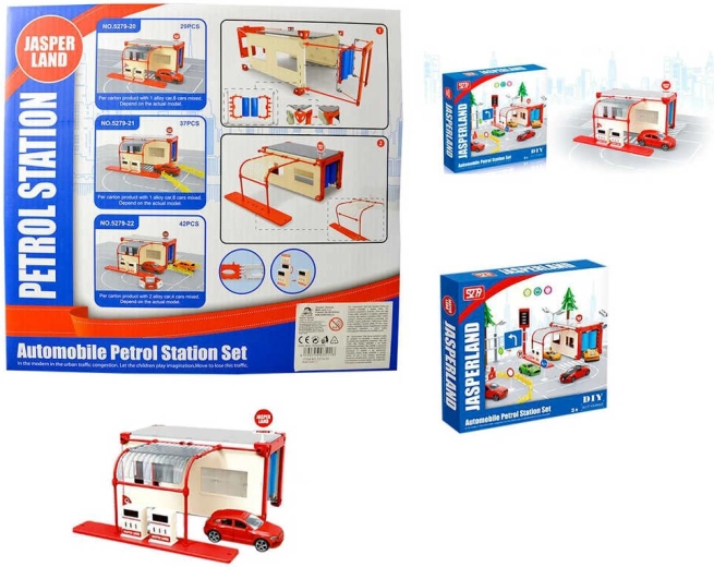 Set de construcción de gasolinera con cochecito (29 piezas)