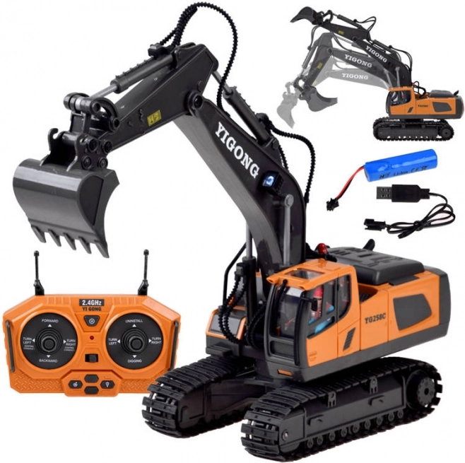 Excavadora RC de orugas con control remoto 2,4 GHz