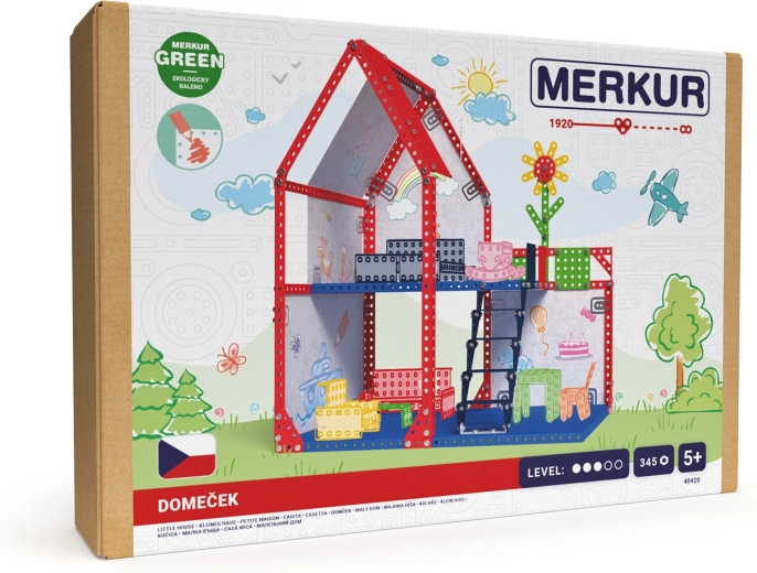 Casa metálica de muñecas Merkur, 345 piezas (39 × 34 × 25 cm)