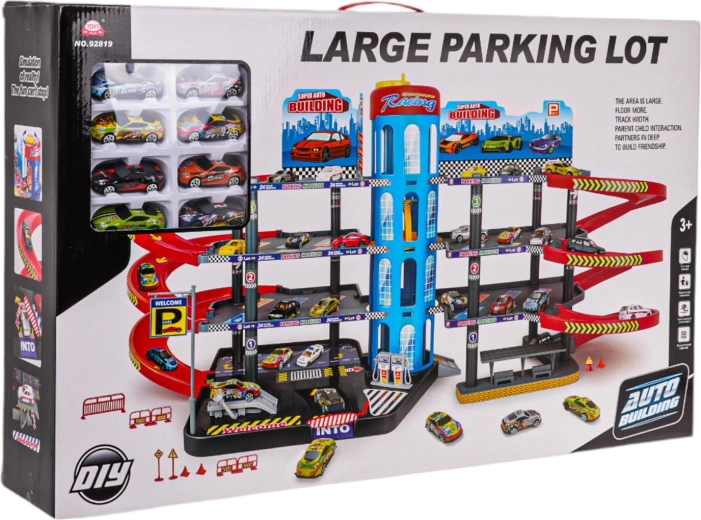 Mega aparcamiento de garaje con coches