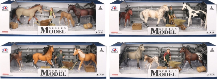 Animales de la granja – set de caballo con potro y alimento