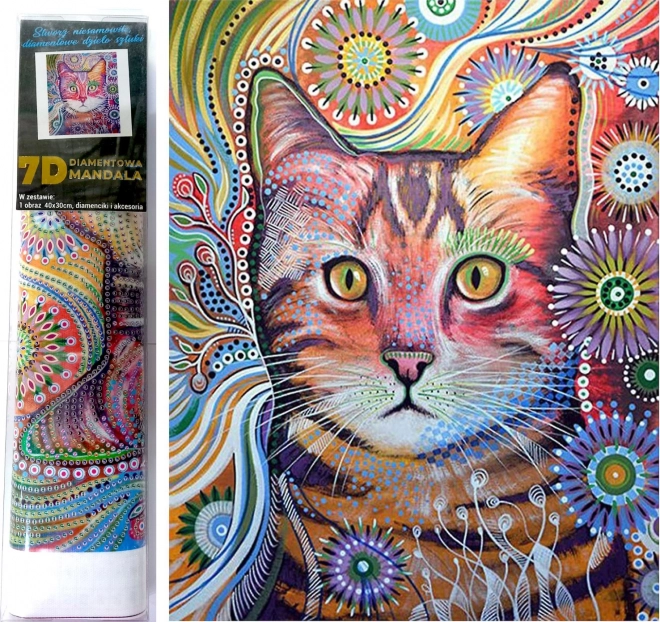 Pintura de diamantes 7D – gato sorprendido 30 × 40 cm