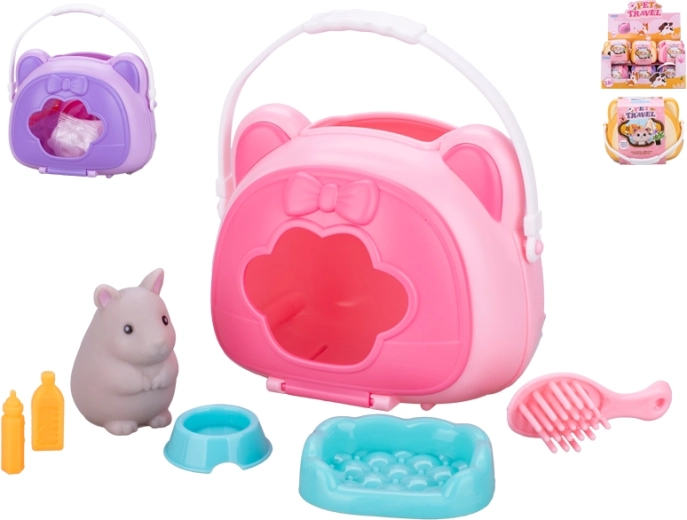 Set de mini mascota con transportín y accesorios