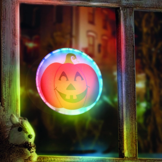 Decoración LED adhesiva de Halloween con forma de calabaza RGB