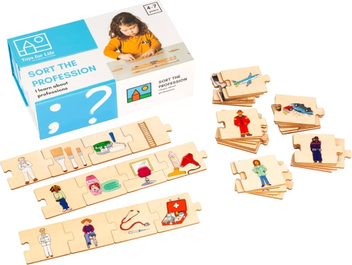 Toys for Life ordenar profesiones – rompecabezas de madera en caja magnética