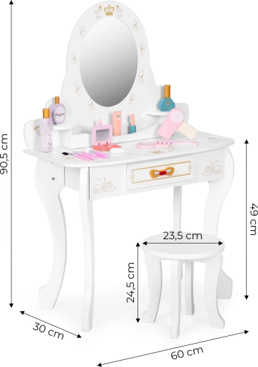 Cajón espacioso y taburete cómodo