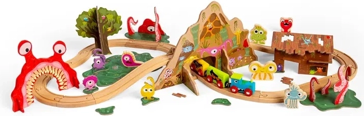 Bigjigs Rail vía de tren de madera Monstruitos