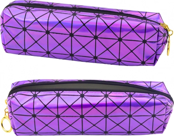 Estuche holográfico morado de un compartimento