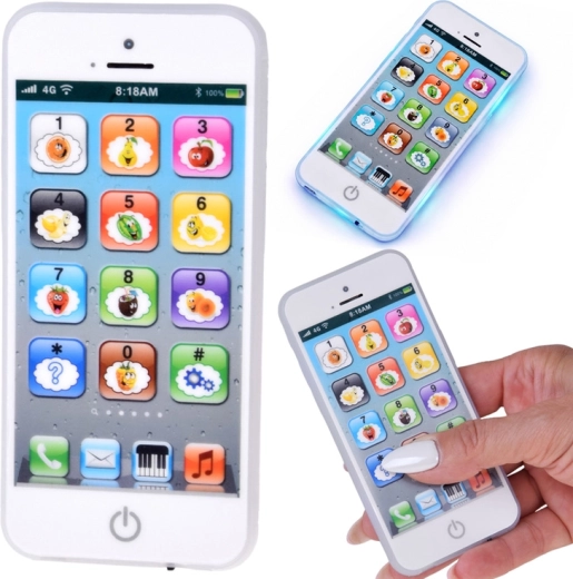 Teléfono infantil interactivo estilo smartphone con 8 modos, luz, sonido y carga USB