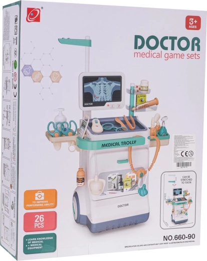 Carrito médico infantil con ECG y accesorios azul