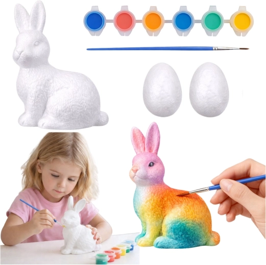 Set creativo para pintar decoraciones de Pascua: conejo y 2 huevos