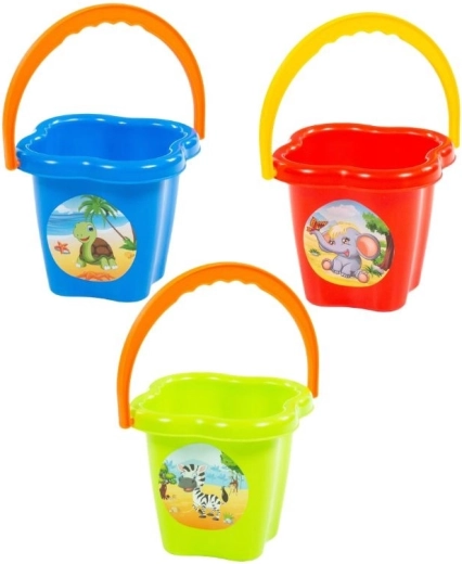 Cubito infantil de plástico con forma de flor y dibujo de animalito - 1 unidad