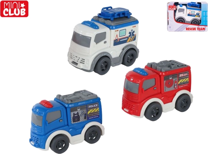 Minivehículo de rescate Mini Club de 8 cm con rueda libre
