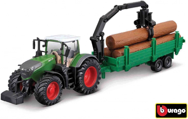 Bburago tractor Fendt 1050 Vario con extractor de árboles 1:50