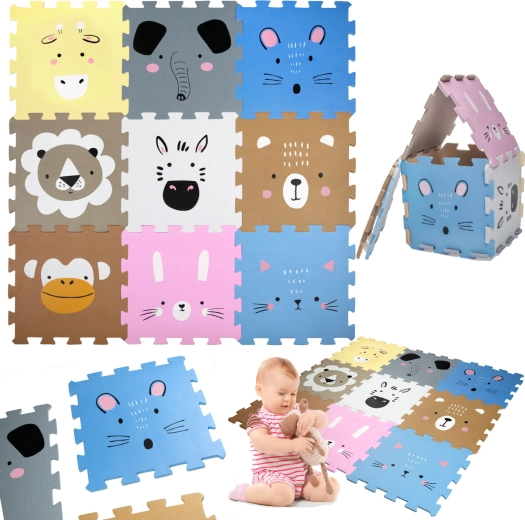 Alfombra educativa de espuma con animales Humbi 120 × 120 cm