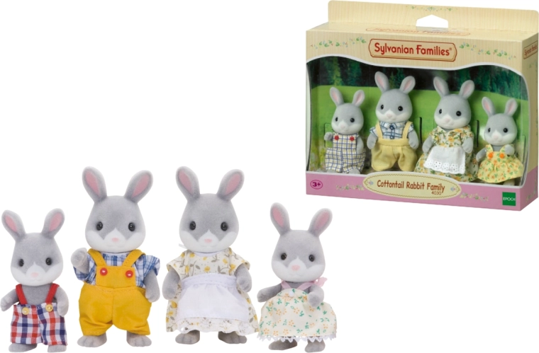 Familia de conejos grises