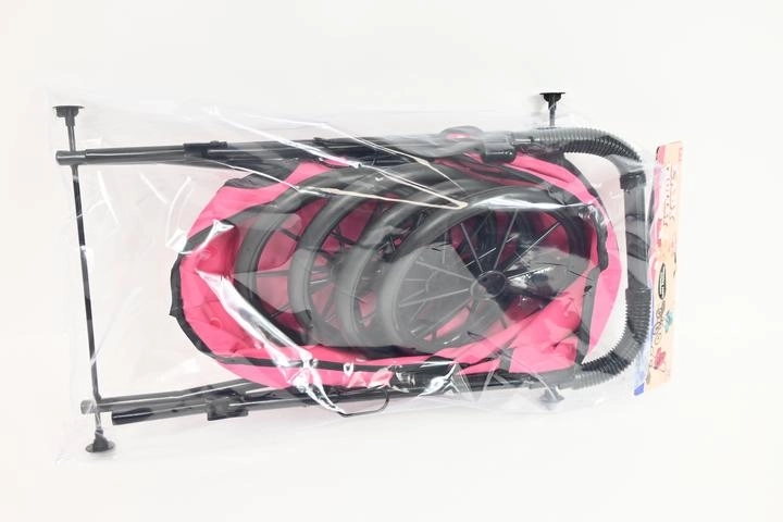 Cochecito profundo para muñecas con ruedas grandes rosa