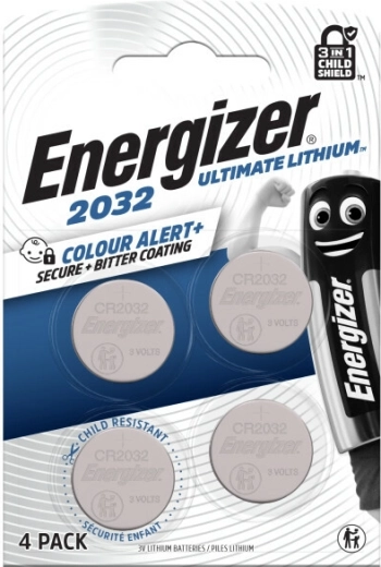 Pila de botón Energizer Ultimate Lithium CR2032 4 uds con tecnología Color Alert