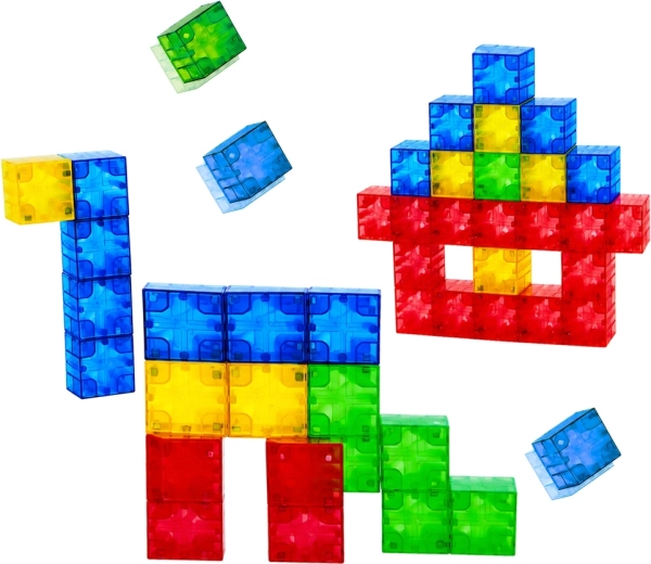 Cubos transparentes de colores para construcciones 2D y 3D