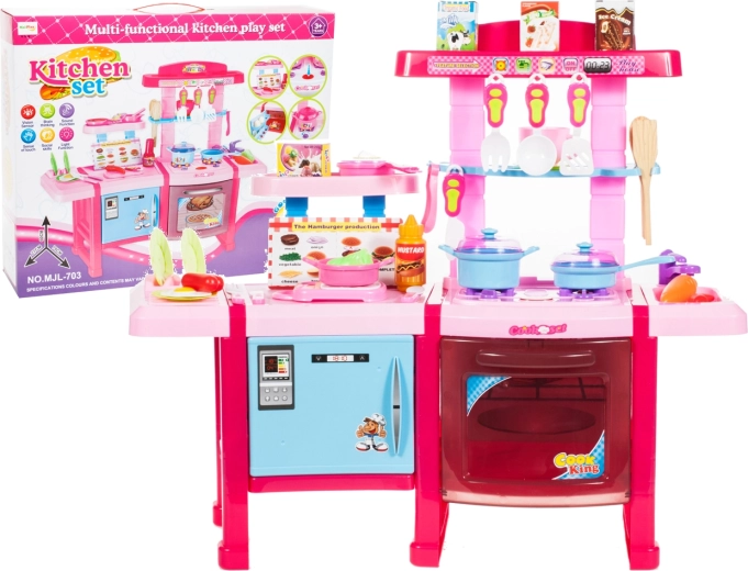 Cocinita infantil rosa doble con accesorios