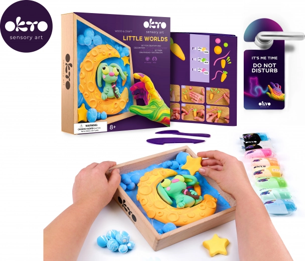 Okto modelado – mundo pequeño en un marco Conejito en la luna 21 × 21 cm
