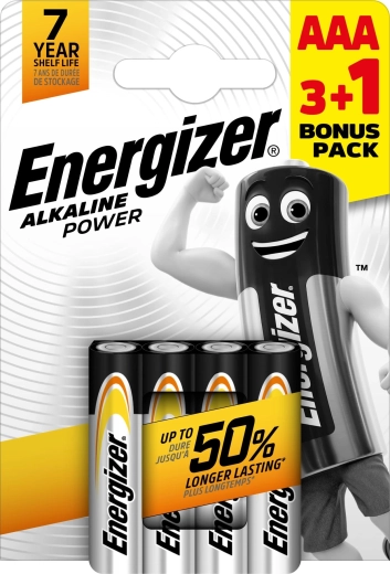 Pilas alcalinas AAA Energizer Alkaline Power 3+1 gratis