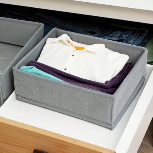 Caja textil de almacenamiento 30 × 26 × 10 cm, gris