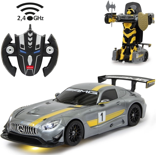 Coche RC/robot transformable Mercedes-Benz AMG GT3 de Jamara 1:14, 2,4 GHz, gris - 1 unidad