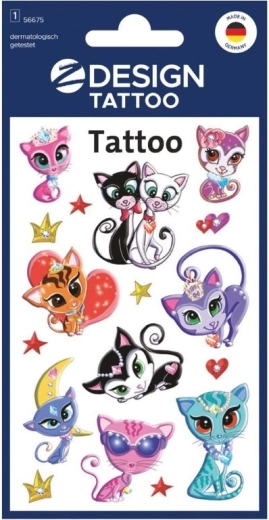 Tatuaje temporal infantil con motivo de gatos