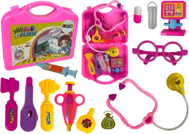 Maletín médico para niños – rosa con estetoscopio