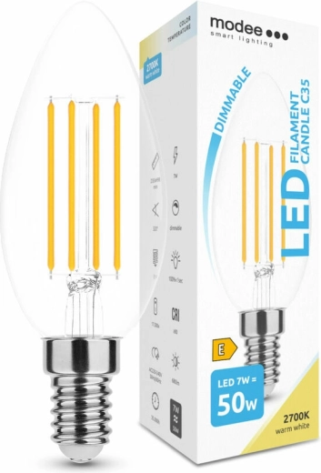 Bombilla LED tipo vela C35 7 W E14 806 lm blanco cálido, regulable
