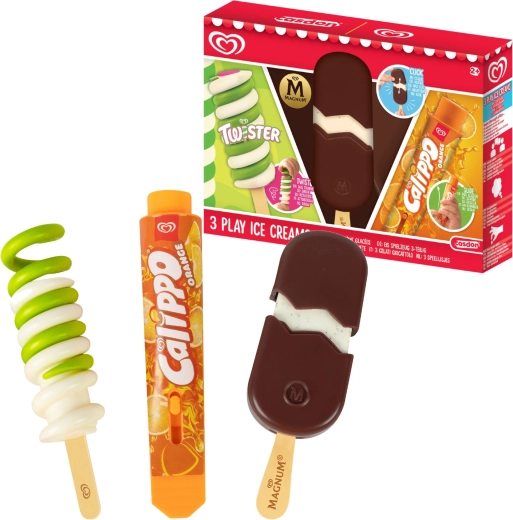 Casdon set de 3 helados de juguete Twister, Magnum y Calippo