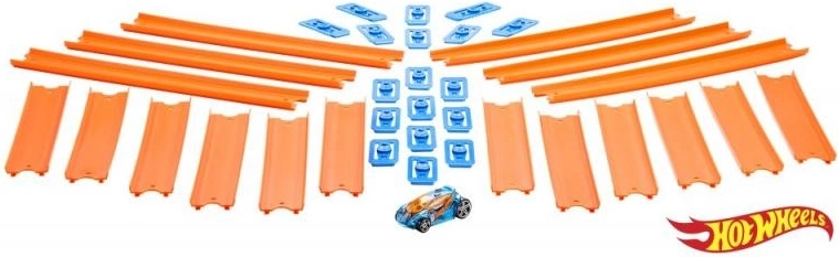 Hot Wheels mega pista de carreras con cochecito plateado