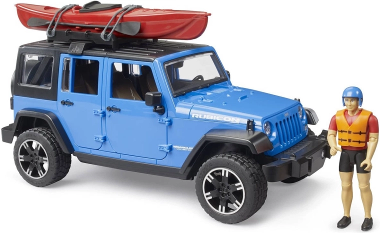 Jeep Wrangler Rubicon Bruder con kayak y figura a escala 1:16