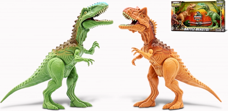 ¡Primal Clash! Set de batalla dino Carnotaurus vs Gigantosaurus, figuras de 21 cm