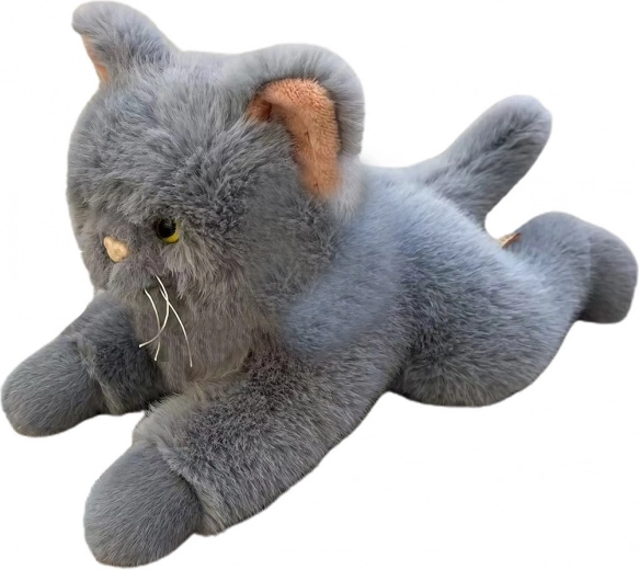 Gato de peluche acostado 55 cm gris