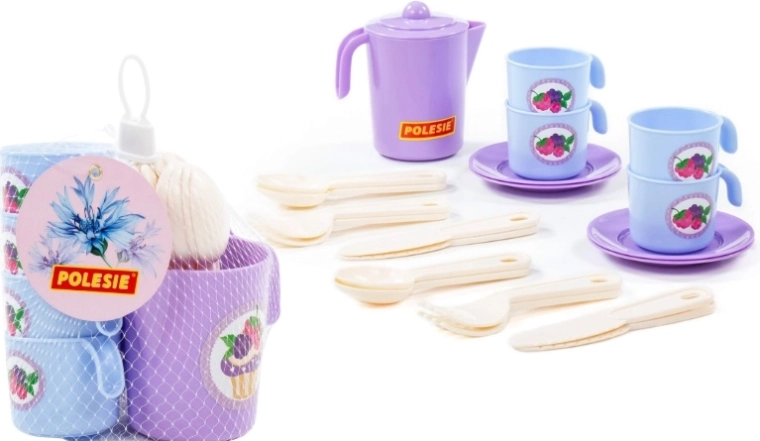 Juego de té infantil con vajilla y cubiertos