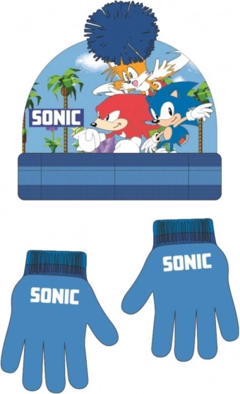 Set de gorro y guantes Sonic azul