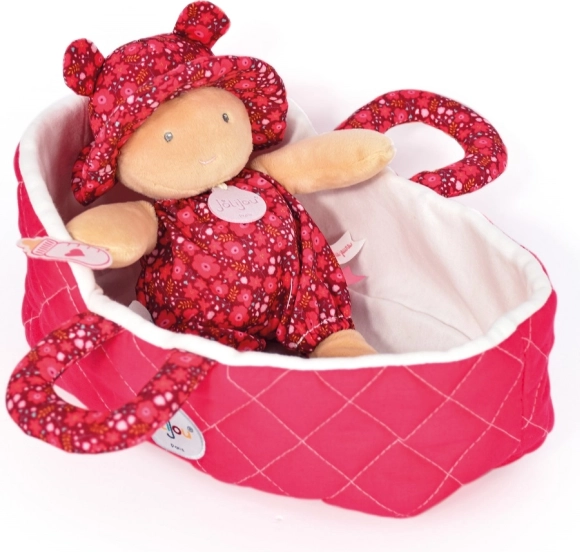 Doudou Jolijou muñeca en bolso de transporte rosa 20 cm