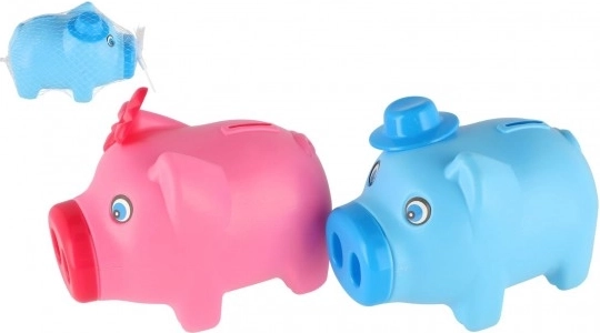 Hucha de plástico con forma de cerdito 16 × 12 cm, 2 colores