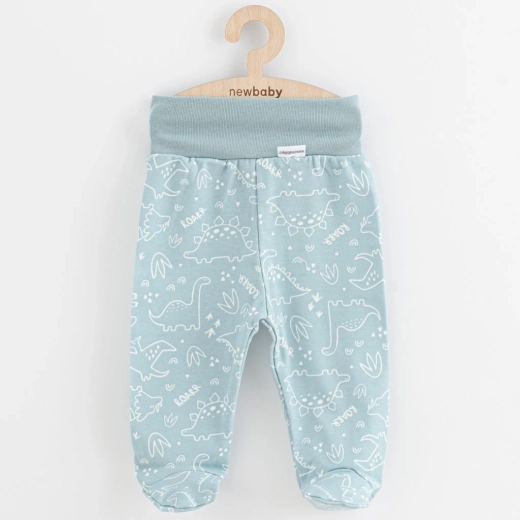 Pantalones con pie de bebé con dinosaurio en color menta NEW BABY Classic II, talla 80