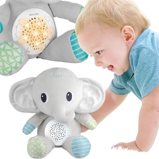 Elefante de peluche Woopie con proyector y canciones de cuna, 12 melodías