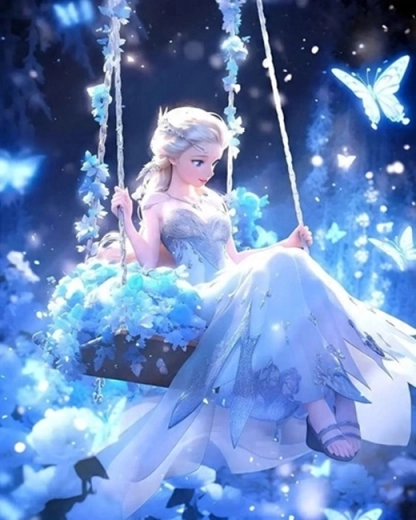 Pintura por números Princesa de hielo en un columpio 40 × 50 cm