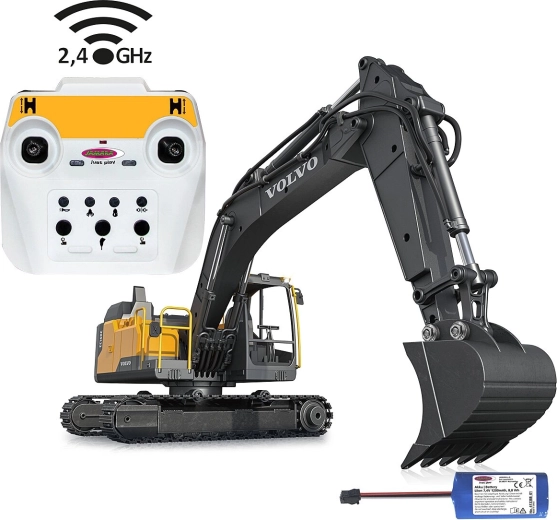 Excavadora RC metálica Volvo EC160E a escala 1:16 con kit de demolición