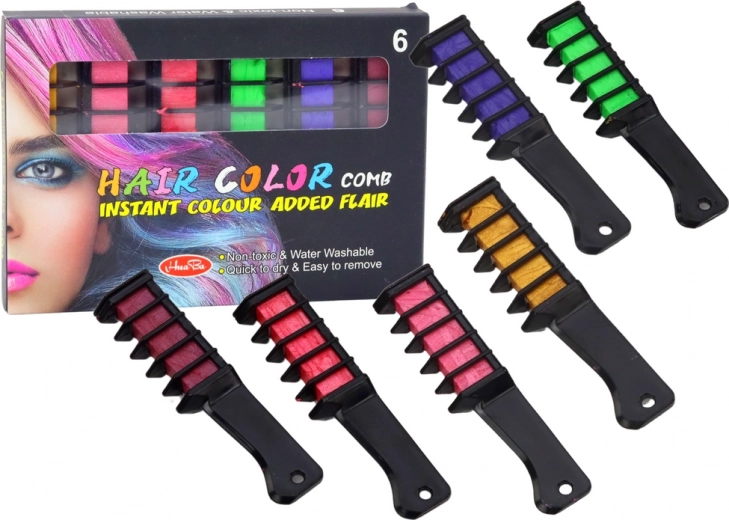 Set de tizas brillantes para teñir el cabello, 6 uds
