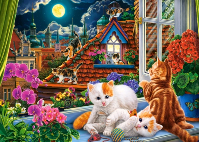 Puzzle de 180 piezas Kittens on the Roof