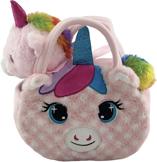 Bolso de peluche de gatita con unicornio Celeste